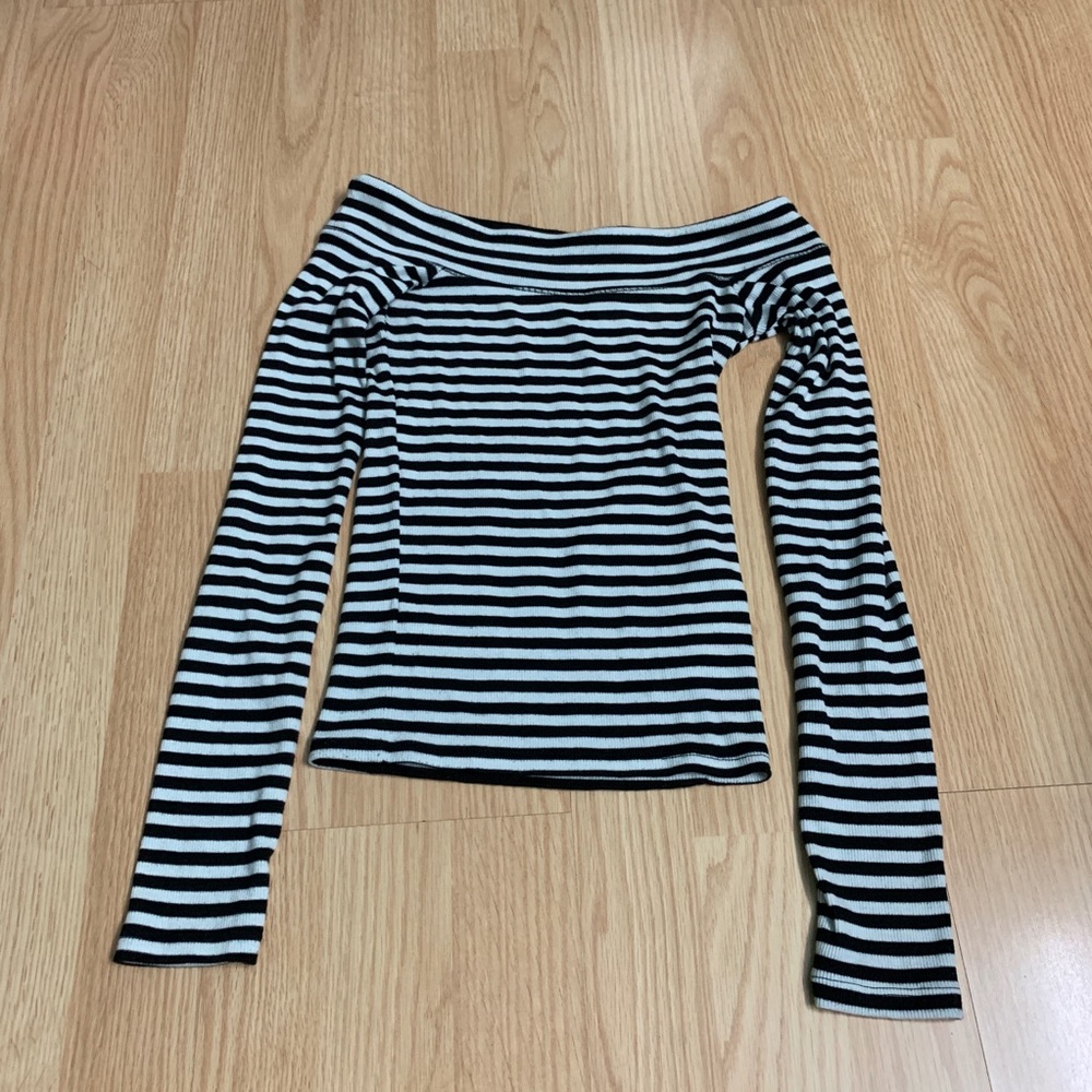 Hollister Striped Off The Shoulder Shirt